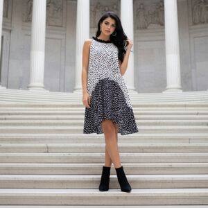 Eva Franco Claire Black and White High Low Dress Size 6